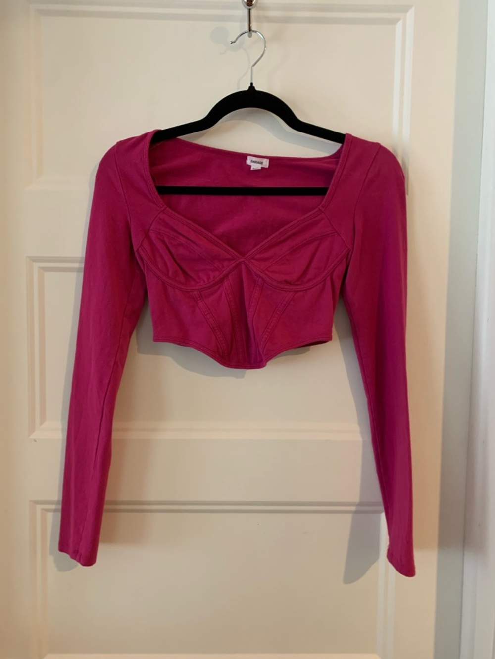 Garage Crop Long-Sleeve Bustier Top - Pink